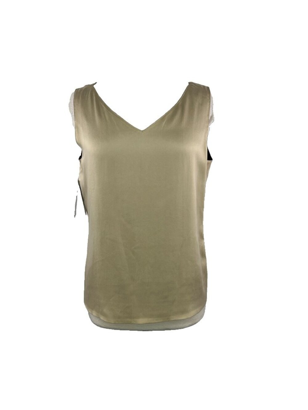 Dana Buchman Size 14P 100% Silk Reversible V-Neck Tank Blouse Brown and Tan